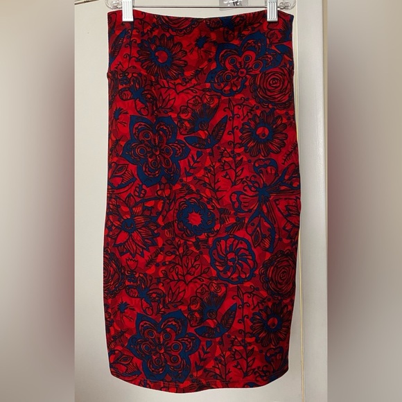 LuLaRoe Cassie Pencil Skirt Red and Blue Extra Small - Picture 1 of 3